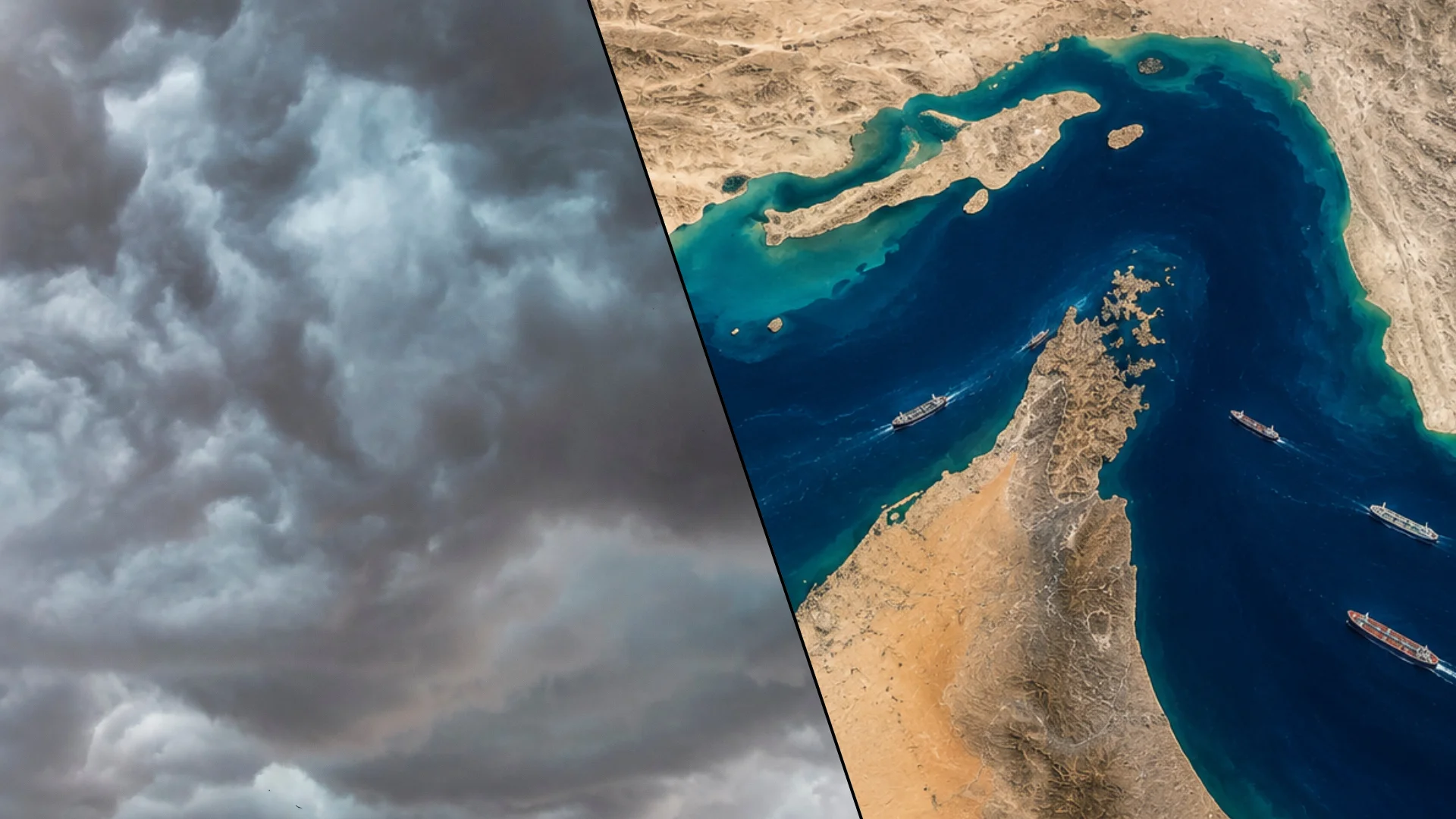 El Niño and the Strait of Hormuz El Niño and the Strait of Hormuz: storm clouds beside a satellite view of tankers transiting the Strait of Hormuz
